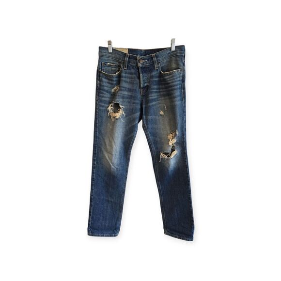 Hollister Jeans Men 30 x 30 Button Fly Blue Denim Classic Stretch Fit Distressed - Picture 1 of 8